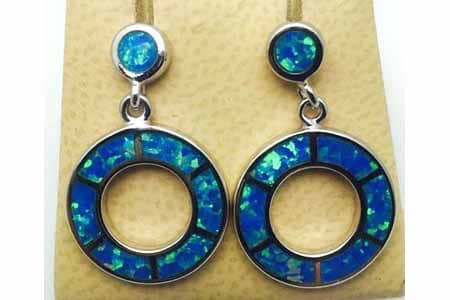 Sterling silver earrings with created opal
